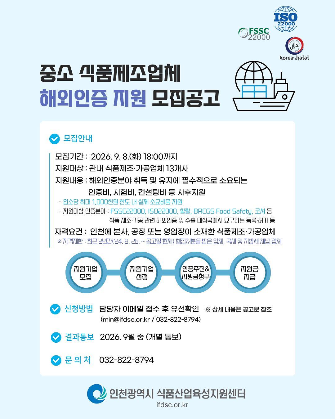 [붙임2]_「중소_식품제조업체_해외인증_지원」_모집포스터.jpg 이미지